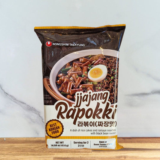 Photo du paquet de Rapokki Jjajang Nongshim 414g – plat coréen au soja noir