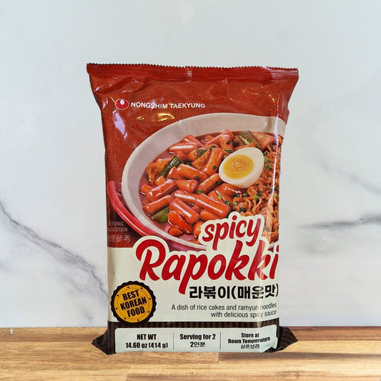 Photo du paquet de Rapokki sauce piquante Nongshim 414g – nouilles et tteok coréens épicés