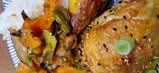 Poulet et patates douces rôtis au Doenjang