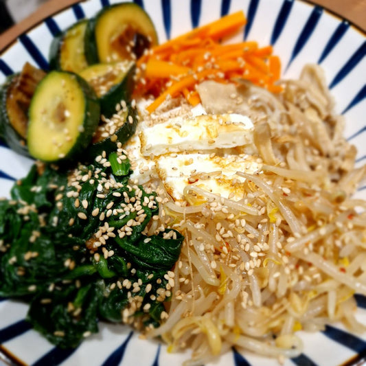 Haricots, épinards, sésame, tofu, recette coréennes légères
