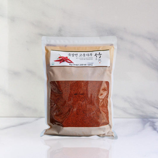 Gochugaru piment coréen Jookjangyeon 1kg flocons de piment pour kimchi, en sachet refermable