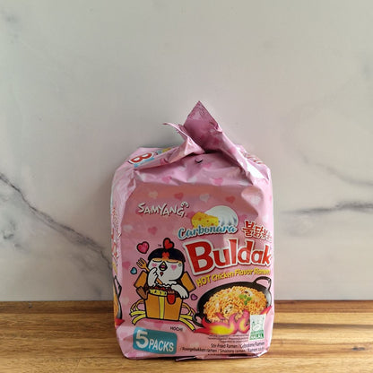 photo du pack de 5 sachets de nouilles buldak carbonara