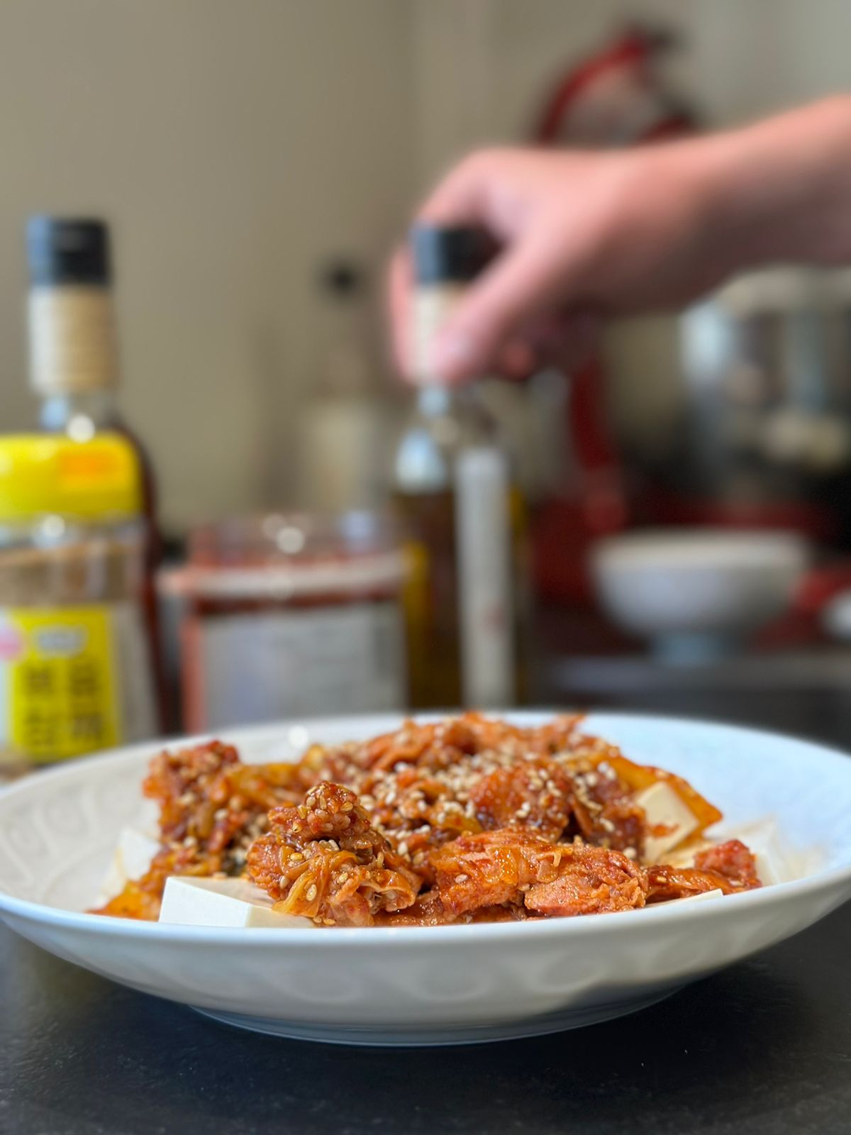 Suggestion de présentation pour recette du dubu kimchi