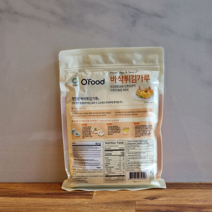 Photo du dos du sachet contenant la poudre pour faire la pâte de friture coréenne instantanée