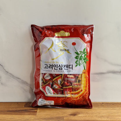Sachet de 280g de bonbons au ginseng coréen, environ 70 bonbons emballés individuellement.