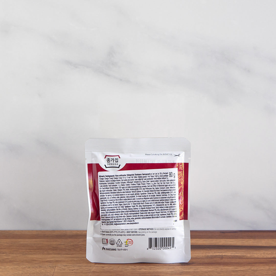 sachet de kimchi de chou vu de dos