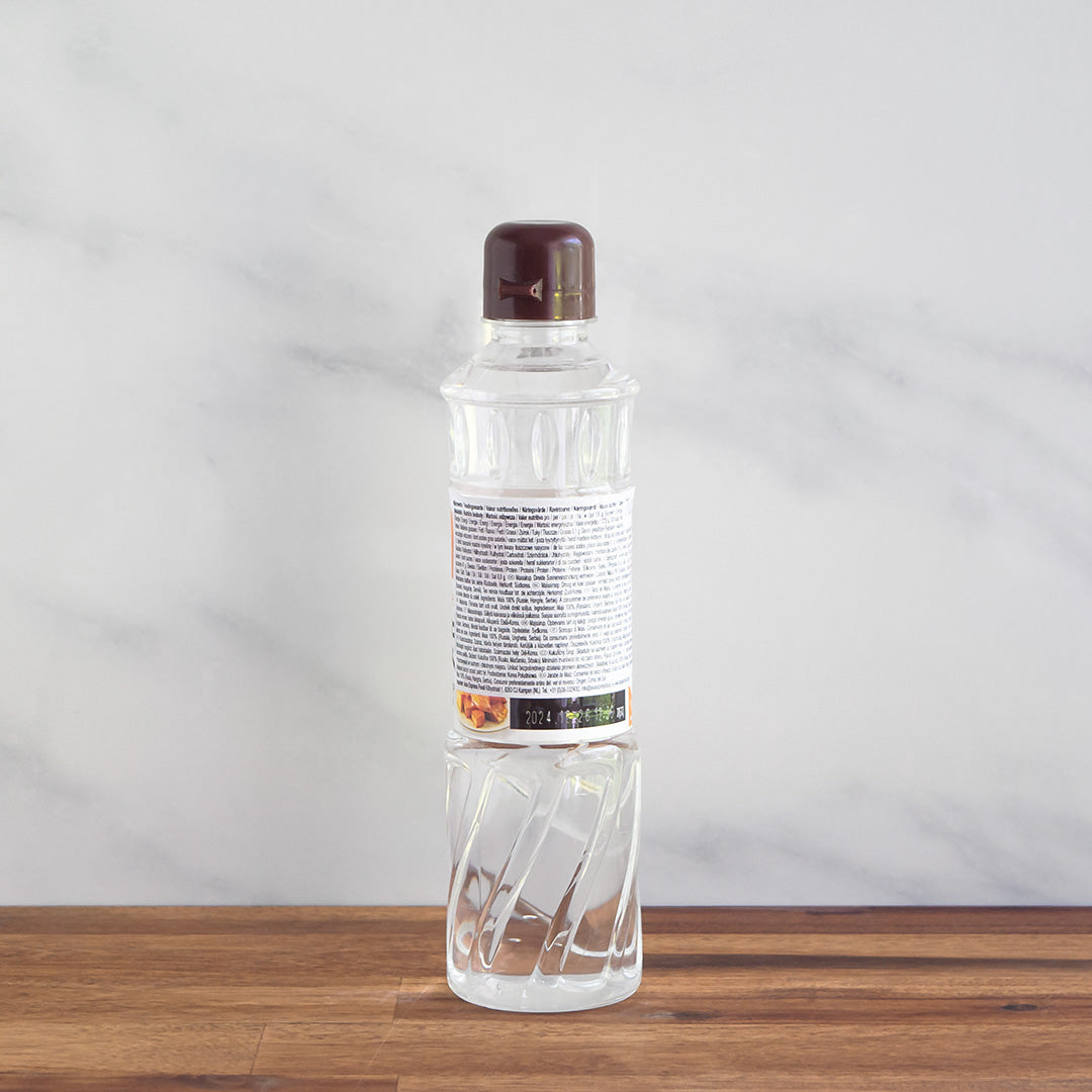 arrière de la bouteille de sirop de mais